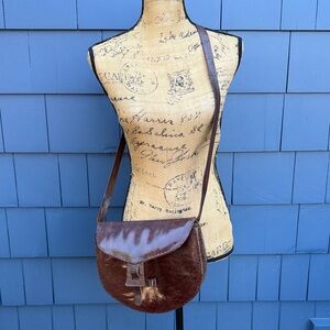 Vintage Dark Brown Crossbody Bag leather flat light